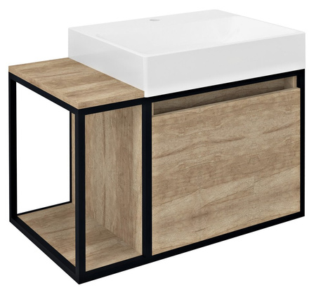 SKARA szafka pod umywalkę 80x49,5x46,5cm, czarny mat/dąb Alabama