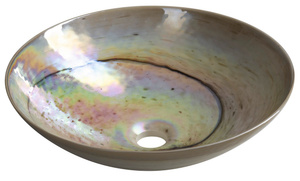 SAND MURANO umywalka szklana nablatowa, średnica 41cm, sand
