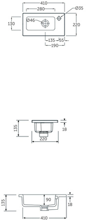Zestaw JOY Umywalka, Szafka podwieszana 40cm elm