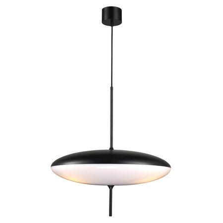 Lampa wisząca PIATTO 50 cm- biało-czarna, eliptyczny klosz