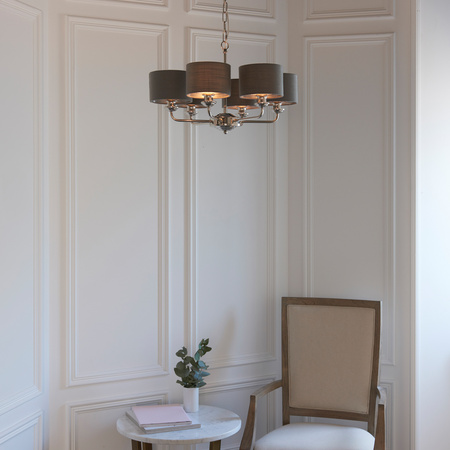 Highclere 6 Pendant Lght Nckel & Chrcoal 300-900mm