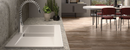 DREAM1 Zlewozmywak ceramiczny 1,5 komory biały mat 101 x 51 cm 