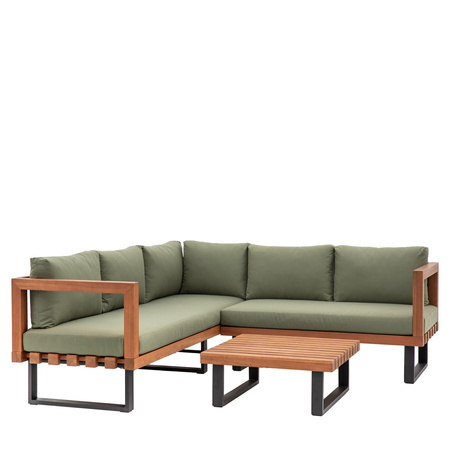 Zestaw ogrodowy narożny OAD – sofa + stolik, drewno eukaliptusowe, 5 osób