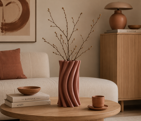 Wazon dekoracyjny BIZZOTTO HAYLEE TERRACOTTA H31 – ceramiczny wazon 3D