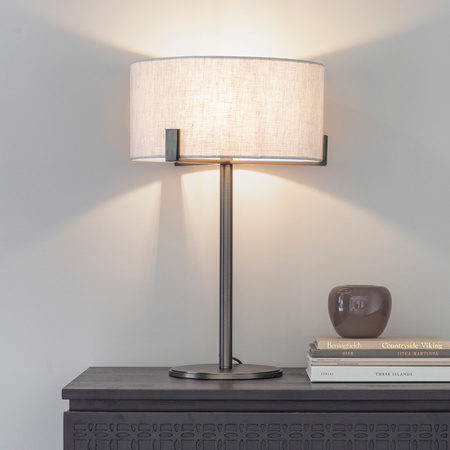 Lampa stołowa Hayfield – powłoka w odcieniu szczotkowanego brązu / naturalna, 37 × 37 × 59 cm