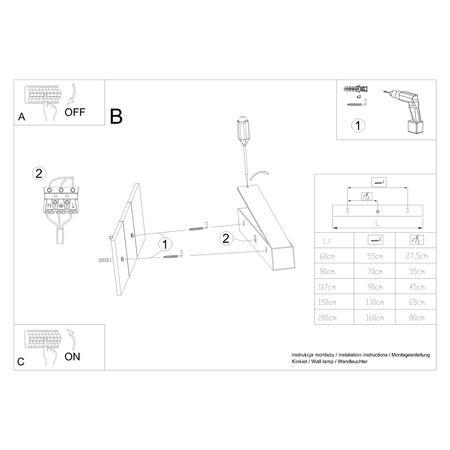 Kinkiet PINNE 200 czarny 3000K