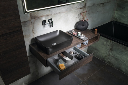 MORIAN szafka umywalkowa 120x14x48cm, dąb czarny, lewa