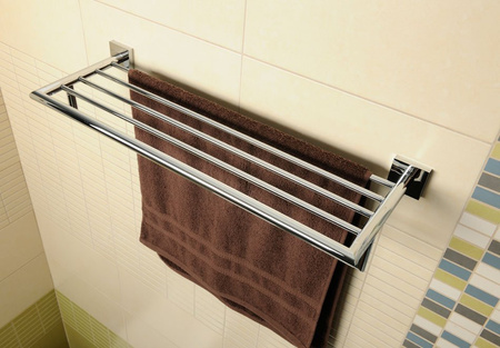 X-SQUARE półka na ręczniki z relingiem 655x110x215mm, chrom