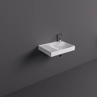 REMAL Umywalka podwieszana & nablatowa 61 X 46 cm L blat z lewej strony z otworem na baterię biały połysk