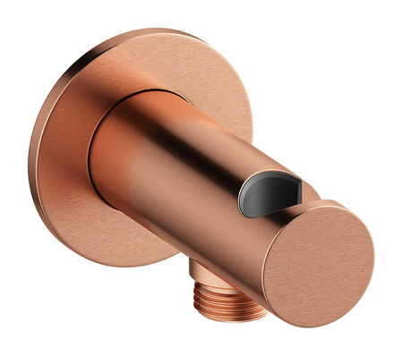 Przyłącze ścienne węża prysznicowego z uchwytem na słuchawkę prysznicową szczotkowana miedź pvd