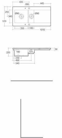 DREAM1 Zlewozmywak ceramiczny 1,5 komory biały mat 101 x 51 cm 