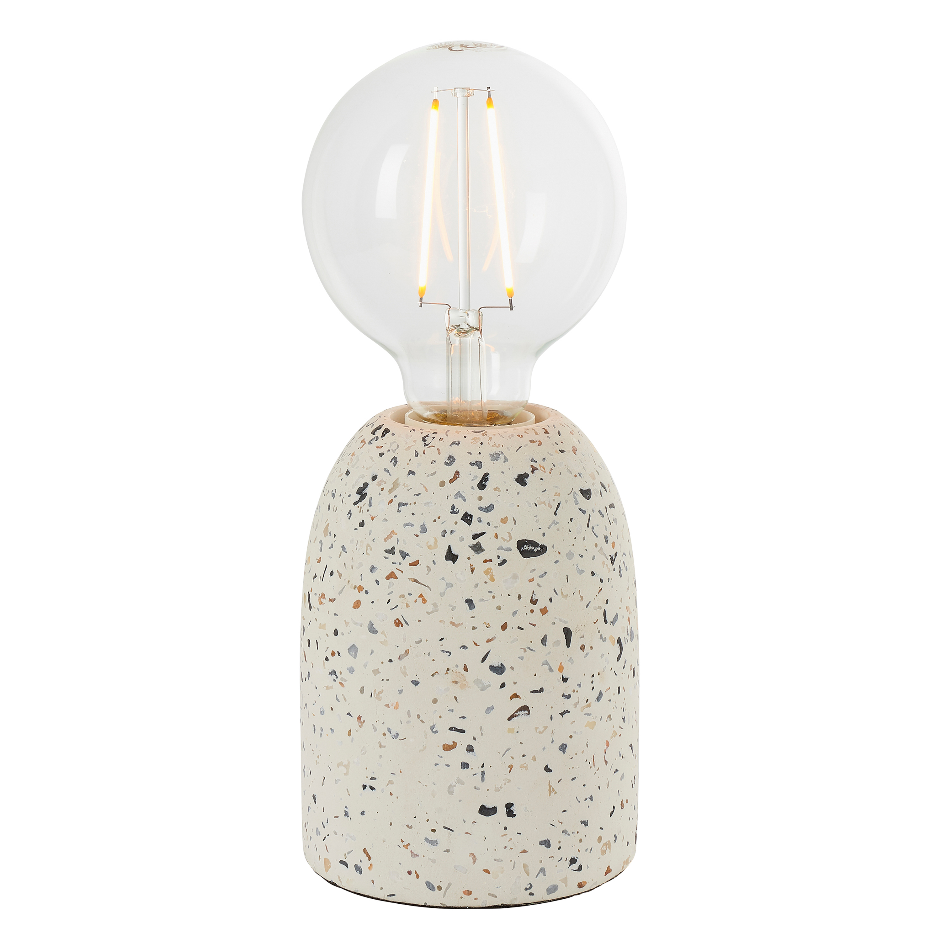 Lampa stołowa Terrazzo – biała, 10 × 10 × 13 cm