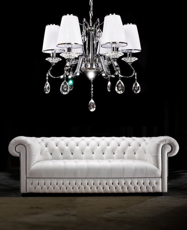 KLASYCZNY ŻYRANDOL KRYSZTAŁOWY BIAŁY FINEZZIA W6