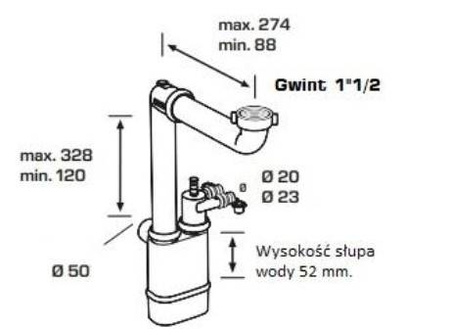 Półsyfon zlewozmywakowa 1 1/2" Spaceless-System odpływowe