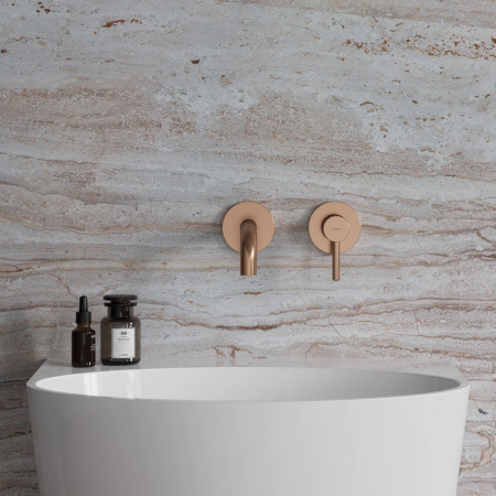 Y element natynkowy baterii umywalkowej podtynkowej, miedź szczotkowana