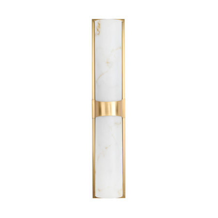 Lampa ścienna MURO LED 66 cm - biały alabaster, złote detale