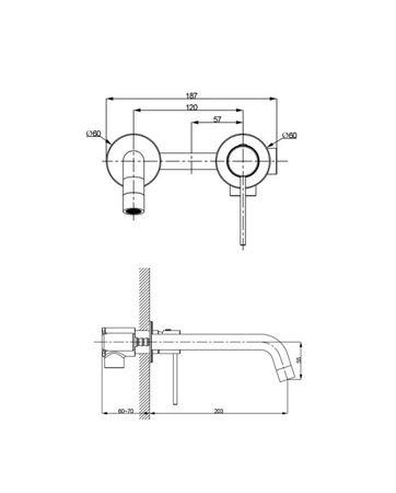 Bateria umywalkowa podtynkowa Orion Brushed Copper