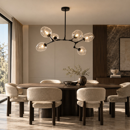 Lampa wisząca MODERN ORCHID-6 transparentno czarna 130 cm