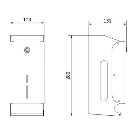 Zasobnik na 2 rolki papieru toaletowego 118x280x131mm, stal nierdzewna polerowana