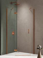 Kabina NESTA COPPER BRUSHED 1D pięciokątna lewa Drzwi P 100x80x200 czyste 6mm Active Shield 2.0