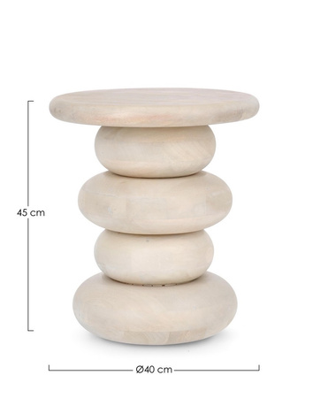 BIZZOTTO Stolik kawowy LOPEZ 40 cm – beżowy, drewno mango, japandi 