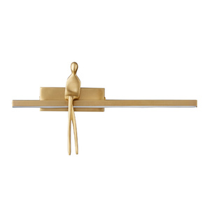lampa ścienna AMICI LED 31 cm - złoty kinkiet ze złotą figurą