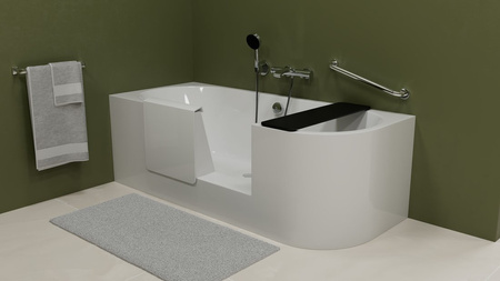 PORTAS L asymetryczna wanna z drzwiami, 180x75x60cm, biały