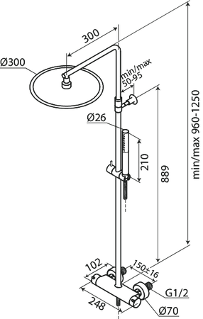 Iris System prysznicowy termostatyczny (Szczotkowany grafit)
