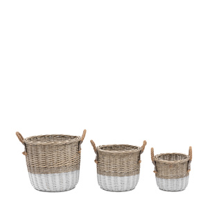 Hand Woven Willow Storage Basket Nest s/3 D360mm