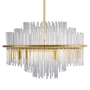 Lampa wisząca LUXORIA 50 cm - żyrandol kryształowy, złoty
