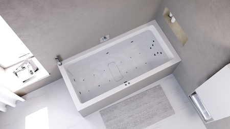 MARLENE wanna z hydromasażem, 190x90x48cm, Attraction Hydro-Air, chrom