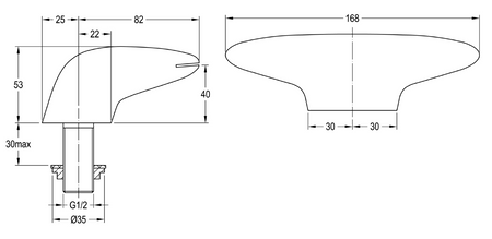 Wylewka na brzeg wanny 170mm, chrom