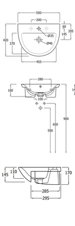 MORNING Umywalka półblatowa owalna 55x42 cm z otworem biały połysk