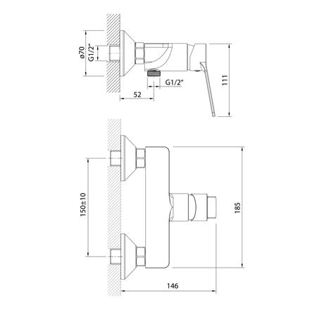 SINTRA bateria prysznicowa ścienna, chrom