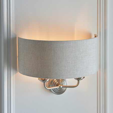 Highclere 2 Wall Light Chrome & Natural