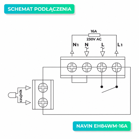 Termostat mechaniczny do ogrzewania podłogowego NAVIN EH84BM-16A, biały