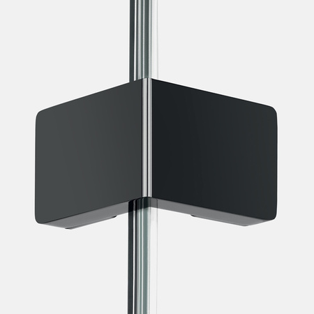 NZ2 Kabina prysznicowa EVENTA BLACK CHROME WALK-IN U 50x200 szkło czyste 8mm Active Shield 2.0