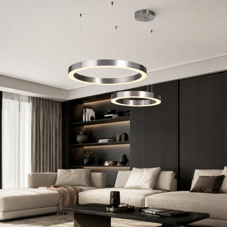 Lampa wisząca CIRCLE 2 40+60 cm - LED nikiel szczotkowany na 1 podsufitce