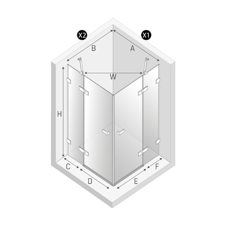 NZ2 Kabina prysznicowa OXIA GUNMETAL BRUSHED 2D 80x80x200 szkło czyste 8mm Active Shield 2.0