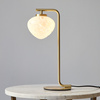 Lampa stołowa Mali – satynowy mosiądz / biały, 15 × 23 × 42,3 cm