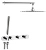 Zestaw prysznicowy z baterią termostatyczną z uchwytem rączki prysznicowej, 2 funkcyjny, deszczownia okrągła, chrom