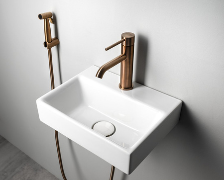 RHAPSODY bateria umywalkowa z prysznicem bidetowym, miedź mat