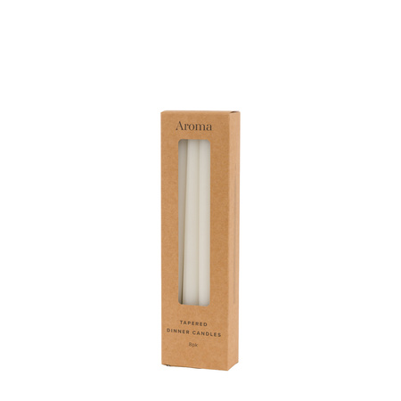 Tapered Dinner Candles White (8pk) 20x20x250mm