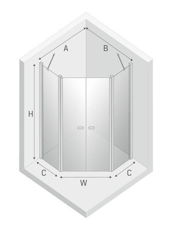 KABINA NEW SOLEO PIĘCIOKĄTNA U 80x80x195 CZYSTE 6mm ACTIVE SHIELD