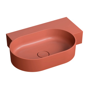 OVO M+ umywalka nablatowa/wisząca - prawa, 64 x 44 cm, terracotta mat