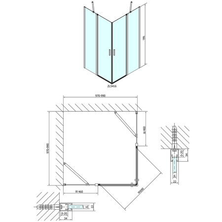 ZOOM kabina prysznicowa 900x900mm, szkło czyste