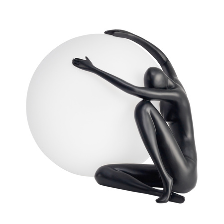 Lampa stołowa WOMAN-1 ,47 cm - czarna figura, biały klosz