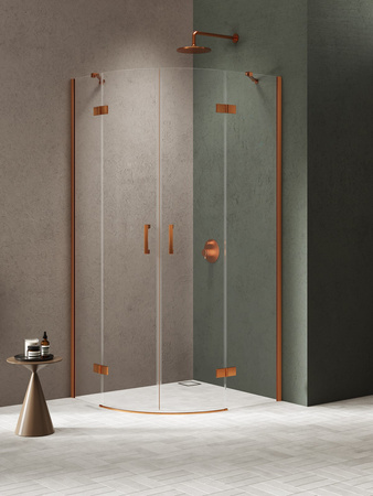 NZ2 Kabina NESTA COPPER BRUSHED 2D półokrągła 80x80x200 czyste 6mm Active Shield 2.0