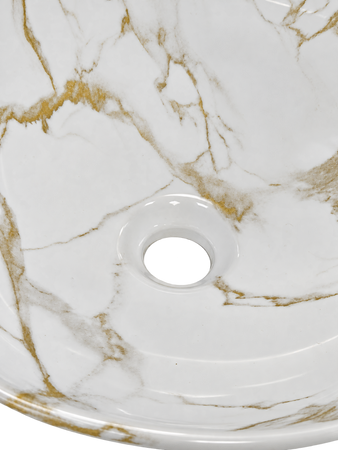 Vitruvit River ceramiczna umywalka nablatowa owalna 40,5 x 36,5 cm Calacatta Oro Marble (wyprzedaż ekspozycyjna)