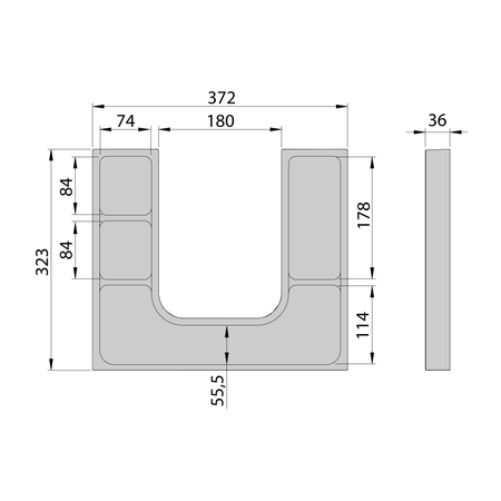 Organizer LINDO "U" 372x36x323 mm, plastik, antracyt